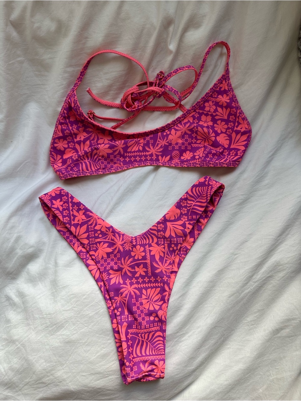 Kulani Kinis Pink & Purple Floral Bikini Set
